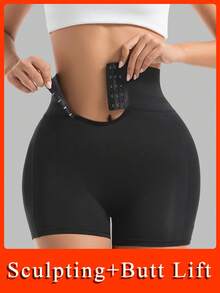 Women's High Waist Belly-Tight Panties, Breast-Shaped Shorts, With Removable Sponge Inner Pads, Fake Buttocks And Waist-Lifting And Hip-Lifting, Waist-Length Slim Body-Beautiful Body, Sexy Tights Base, Fashionable Body-Shaping Clothes Tummy Control Shapewear Tummy Control Tummy Control Underwear Butt Lift Butt Pads Leggings For Women Shorts Lencería Para Mujer High Waisted Leggings Weight Loss - 黑色 - 查看 2