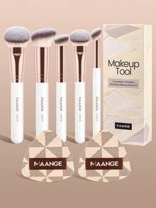 MAANGE Bộ cọ trang điểm chuyên nghiệp 5/7 món, cọ trang điểm du lịch nhỏ gọn, bao gồm cọ nền, cọ mặt, cọ phấn phủ, cọ má hồng, cọ che khuyết điểm, cọ tạo khối, cọ mũi, cọ phấn mắt, cọ chi tiết, phù hợp cho trang điểm mặt hàng ngày, có thể dùng cho các sản phẩm dạng lỏng, kem và phấn - cọ đánh bóng, tán màu và làm lớp lót trang điểm dành cho phụ nữ và bé gái, quà tặng, cọ trang điểm chuyên nghiệp, bộ trang điểm hoàn chỉnh. - trắng - Xem 13
