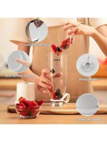 Portable Blender,Fashion Portable Blender For Shakes And Smoothies 11.8 Oz,USB Fast Charging Mini Mixer Bottle,Take It For Traveling, Outdoor, Gym, Office, Cars, Gift - Pink - View 8