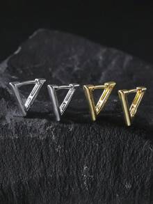 1 Pair Minimalist Plain Hoop Earrings, European American Style Copper Earrings For Men & Women, Suitable For Daily, Date, Party Wear, Holiday Gift - Multicolor - View 11