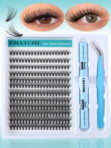 240PCS Cluster False Eyelashes Individual Eyelash Extensions, D Curl, 10-16mm DIY Eyelash Extension Set, 10D+20D+30D Waterproof False Eyelashes, Natural Lengthening & Super Voluminous & Flowy & Ultra Soft & Lightweight Reusable Segment Lashes, With Eyelash Glue And Tweezers, Skin-Friendly, Enlarges Eyes - White - View 3