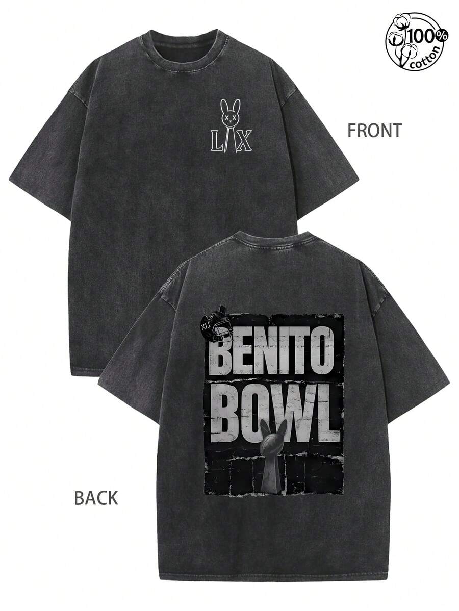 Bowl Bunny LX Shirt, Puerto Rico Music Gift, Here For The Benito Bowl Unisex Tee,Men Clothes,Bunny Bowl Double-Sided Printed T-Shirt, Here For The Benito Bowl Show; BadBunny Fans Need This Shirt For 2026 Benito Bowl, Streetwear,Couple Fashion Casual T-Shirt, Retro T-Shirt,230G Washed Cotton T-Shirt - màu đen - Xem 1