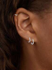 FOREVER QUEEN 1对S925纯银小耳环，轻巧精致，14K白金镀层，迷你耳骨穿孔耳夹，耳环耳钉，男女通用，尺寸5mm/6mm/7mm/8mm/Pmm