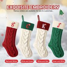 Christmas Stockings Personalized Custom Initials 18 Inches Knitted Christmas Stockings With Letter Fireplace Hanging Monogram Xmas Stockings For Family Holiday Party Decoration White And Red A - WhiteandRed - View 5