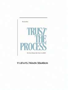 1张无框“相信过程”海报，蓝色极简主义字体，积极励志语录印刷品，宿舍装饰，酷炫公寓美学励志墙画，生日礼物，送给朋友，办公室装饰，无框积极海报，卧室墙画，时髦字体印刷品 - 彩色 - 查看 14