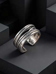 1 件复古皇家风格拇指针织多层开口戒指，厚实可调节戒指，坚固的波西米亚风格优雅戒指，适合所有季节的女士珠宝，送给她的礼物