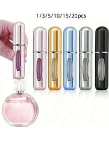 1/3/5/10/15/20pcs Portable Perfume Travel Refillable Bottle, 5ml Travel Size Atomizer Dispenser, Pocket Purse Perfume On The Go Container, Spray Bottles For Traveling - Multicolor - View 16