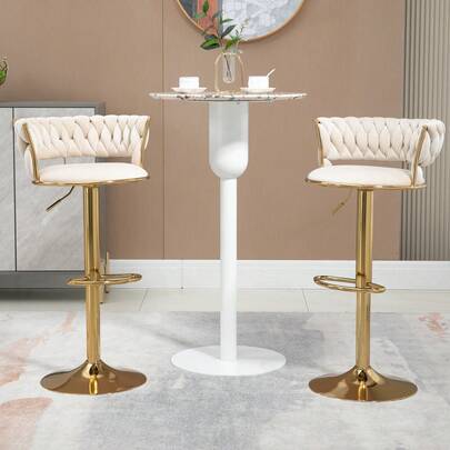 Former SKU: W1880109438, Same 360° Set Of 2 Swivel Bar Stools, Handcrafted Backrest, One-Button Height Adjustable Bar Stools, Super Soft Padded Kitchen Dining Chair, Kitchen Island