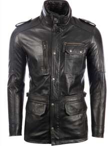 AVIATRIX Men's Real Leather Field Coat Black ZGOK - Black - View 1