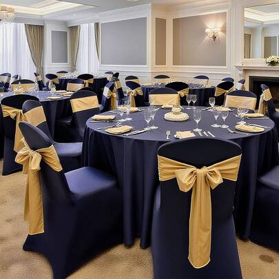 50 Pcs Navy Blue Chair Covers, Polyester Spandex Chair Cover, Stretch Slipcovers For Wedding Party Dining Banquet Flat-Front Chair Covers, Fits Chair Measures Up To 20.08 X 17.72 X 37.4 Inch