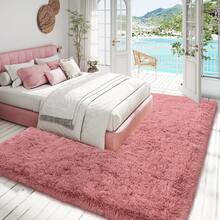 Alfombras para sala de estar, alfombra grande y esponjosa de color rubor para dormitorio, alfombras suaves y peludas para dormitorio de niños y niñas, decoración del hogar. - Rubor - Ver 8
