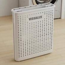 1pc Laundry Cart With Rolling Wheels - Multi-Functional Personal Care Product Dispenser And Storage Box With Processing Design - Dirty Laundry Basket, Clothes Storage Basket - Space-Saving Home Storage Solution, Suitable For Clothes, Accessories, And Laundry Baskets - Fyrhjulig helvit L - Visa 11