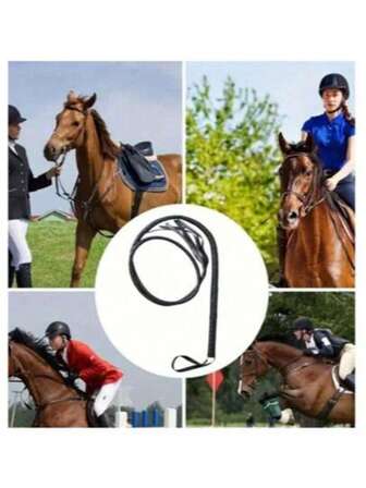 2 piezas Látigo de vaquero occidental - Látigo de cuero negro, suministros para fiestas de Halloween, regalos de Navidad y Año Nuevo, práctica de fusta/látigo de cuero ecuestre