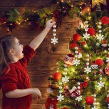 36pzs Adornos de Cristal para árbol de NavidadAdornos Colgantes de Copos de Nieve de Cristal Colgantes para el País de Las Maravillas Invernal Adecuado para Decoración Navideña y Fiestas 12cm - transparente - Ver 7