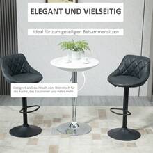 HOMCOM Modern Dining Table, Height Adjustable, Metal With White ABS Coating, Ø61 X 76-97 For Kitchen And Living Room - 1 - View 3