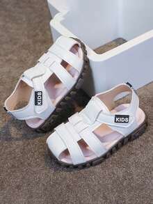 1 Pair Unisex Flat Toe Ring Sandals, Non-Slip Durable Baby/Toddler Beach Shoes, Suitable For Summer - Beige - View 1