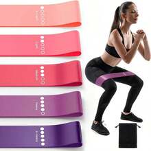 5pcs Resistance Bands Set, Fitness Elastic Loops, Yoga Starter Kit, Glute & Leg Stretch Bands, Pilates Resistance Bands - Pink - View 1
