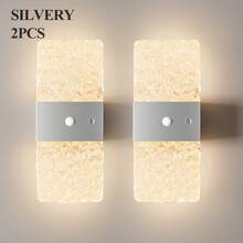 现代水晶感应壁灯，LED智能感应亚克力壁灯，室内感应壁灯，无线LED壁灯，电池供电夜灯，粘胶设计，可旋转，便携式 - 彩色 - 查看 27