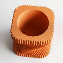 ORIZZONTE Modern Decorative Vase With Intertwined Spiral Structure – Dynamic Minimal Design For Plants, Cactus, Bonsai – Home/Office Gift Idea – Available In 2 Sizes – 100% Made In Italy, Shipping From Italy - 橘色 - 查看 5