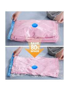 真空密封袋 透明PVC 多尺寸大容量 附手壓幫浦 用於衣物、床上用品、枕頭與毛毯 節省空間 郵輪必需品 秋冬居家收納 臥室裝飾 秋季裝飾 - 彩色 - 查看 4