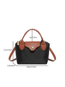 女士尼龙迷你斜挎包，磁扣饺子造型休闲可爱时尚手提包 - 黑色 - 查看 3