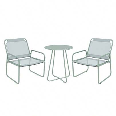 Outsunny 3-delad bistrogrupp, balkongmöbelgrupp med 1 bord och 2 stolar, grön nätgrupp för trädgård och uteplats