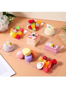 50个透明塑料甜点开胃菜盘，3.6 x 3.6英寸一次性小方塑料甜点派对蛋糕盘沙拉品尝盘，适用于婚礼蛋糕开胃菜派对招待会 - 彩色 - 查看 7