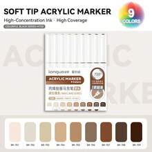 Languo 207色直涂式丙烯颜料马克笔套装，1.0mm软毛笔头，大容量防水速干不渗墨顺滑墨水，高遮盖力均匀覆盖，适用于多种表面，如石头、玻璃、陶瓷、金属、木材、画布等，优质艺术家绘画用品及返校必备品。 - 彩色 - 查看 25