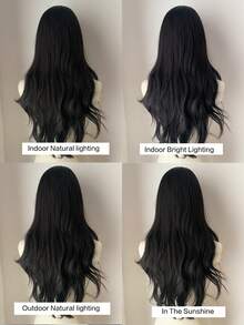 26英寸黑色卷发假发，女士长款波浪假发，角色扮演假发，日常佩戴合成假发（不含配饰） - 黑色 - 查看 10