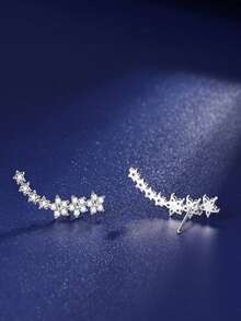 1 đôi/2 chiếc khuyên tai kẹp vành tai bằng bạc sterling 925 tinh tế, đính đá Cubic Zirconia sáng bóng, thích hợp cho cô dâu và đám cưới. - trắng - Xem 14