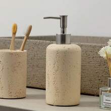 Resin Bathroom Accessories Lotion Soap Dispenser,Toothbrush Holder,Bathroom Tumbler,Vanity Tray,Bathroom Trays For Counter,Soap Dish, Bathroom Accessory Set,Bathroom Organizer,Bathroom Accessories Imitation Stone Material,Bathroom Decorations Back To School Storage - 1pc - View 7