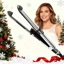 UKLISS Plancha alisadora y rizadora profesional 2 en 1 - Plancha cerámica con temperatura ajustable, pantalla LCD y bloqueo - Perfecta para todo tipo de cabello - Regalo ideal para mujeres, enchufe estadounidense