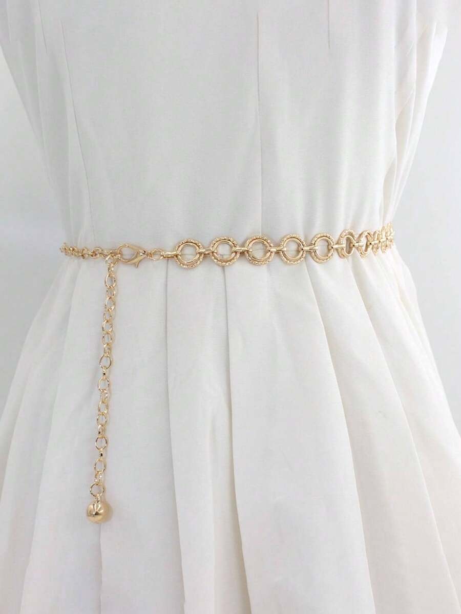 1pc Women Minimalist Fashion Chain Belt, For Decoration Party Halloween Summer, School Fall, Autumn, Halloween - Vàng - Xem 1