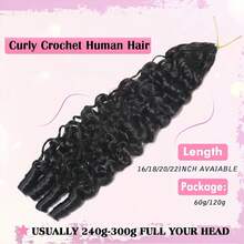 Aopusi Human Crochet Hair Burmese Curly 18 Inch 120g Human Feather-Line Invisible Pre Separated Knotless Crochet Hair For Women 3c4a Braiding Twist Hair Extensions Afro Kinky Curly 100 Strands Will Give You Shining Look For Daily Life, Like Wedding,Makeup,Lashes, Dates, And Theme Parties And So On Pelucas De Cabello Humano Human Hair Wigs Glueless Human Hair Wig - Natural Black - View 3