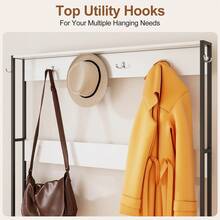 RsnuLpocy 3-In-1 Porch Rack With Multifunctional Hooks, Soft Cushioned Shoe Bench With Flip-Top Drawer Shoe Cabinet, Boot Compartment Shoe Cabinet, Adjustable Shelves, Bottom Storage, Suitable For Entryway/Porch/Hallway, 31.5"*15.7"*66.9", 185 Lbs - Đế màu trắng với màu vân gỗ - Xem 3