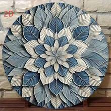 CIF BUY PRTY Vintage Mandala Tapestry Blue White Round 2D Geometric Wall Hanging Art For Indoor Outdoor Home Decor Living Room Bed - 彩色 - 查看 4