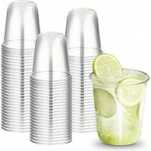 D50 PCs Clear Round Bottom Plastic CupsDisposable Steml Wine Glasses Iced Coffee Cups For Cold Drinks Juice Boba Tea Smoothie Milkshake Baby Shower Cups For Parties Weddings 12 Oz - Clear - View 1