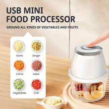 11.83oz Portable Electric Food Chopper & Blender - Mini Wireless USB Handheld Garlic Slicer, Suitable For Vegetables, Ginger, Fruits, Chili Peppers And Meats