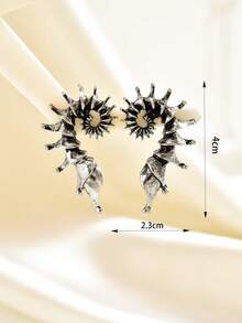 1 Pair Silver Seashell Stud Earrings, Fashionable Unique High-End Earrings Suitable For Daily Wear For Women - Silver - View 5