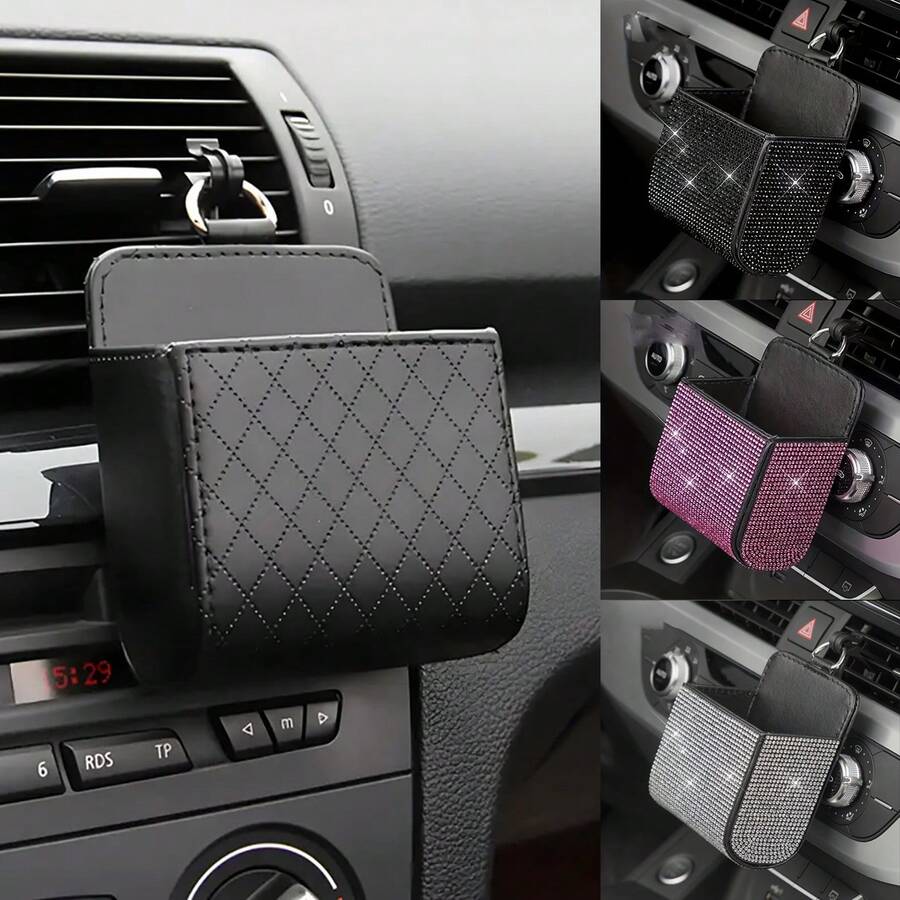1个镶钻汽车空调出风口收纳盒，镶钻汽车内饰收纳盒