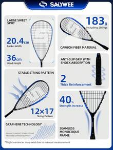 SALYWEE Squash Racket With Free Bag, Full Carbon Fibre Lightweight Squash Racquets, 12*17 String Pattern, Indoor Sports Squash Training Supplies For Men & Women, Professional Competition Sports Gear, Suitable For Intermediate Players - Multicolor - View 8