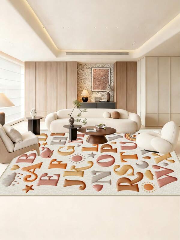 1pc Decorative Carpet With A To Z Letter Pattern, Decorative Rug, Bedroom Decor, Small Rug, Carpet, Home Decor, Living Room Carpet, Living Room Small Rug, Bedroom Rug, Living Room Home Decor, Outdoor Rug, Washable Carpet