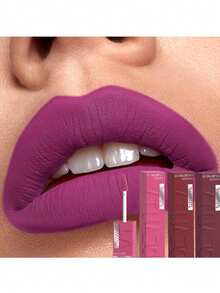 裸棕色哑光液体唇膏，丝绒性感深红色唇彩，不粘腻，持久唇妆 - 彩色 - 查看 13