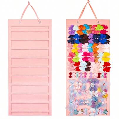 XZGB Bow Hanger For Girls Hair Bows - Large Wall Door Closet Organizer - Pink