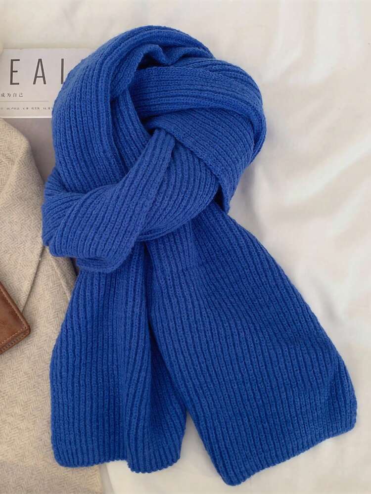 儿童纯色条纹针织围巾，简约加厚冬季保暖围脖，时尚百搭学生围巾，男女童皆宜，户外防寒围脖，圣诞围巾 - 彩色 - 查看 17