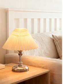 1pc USB Powered Silver Lamp Pole Desk Lamp, Retro Style Bedside Lamp, Suitable For Bedroom, Hostel, Dining Room, Camping, Warm Light Atmosphere Lamp - Silver - View 1