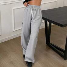 休闲宽松运动裤，女士慢跑裤 - 灰色 - 查看 6
