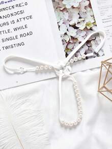 花卉装饰丁字裤透明环串珠仿珍珠女士性感内裤，私密派对、圣诞节、新年必备贴身单品（2026年） - 白色 - 查看 4