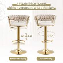 Former SKU: W1880109438, Same 360° Set Of 2 Swivel Bar Stools, Handcrafted Backrest, One-Button Height Adjustable Bar Stools, Super Soft Padded Kitchen Dining Chair, Kitchen Island - Ivory + Velvet + Foam - View 9