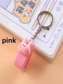 1个可爱卡通订书机，便携式，办公装订工具，学生用品，迷你订书机带钥匙扣，适用于办公室、学生文具、家庭、学校用品、返校礼物、男友礼物、办公桌配件、教师礼物、书籍配件、返校季、学校用品 - 彩色 - 查看 8